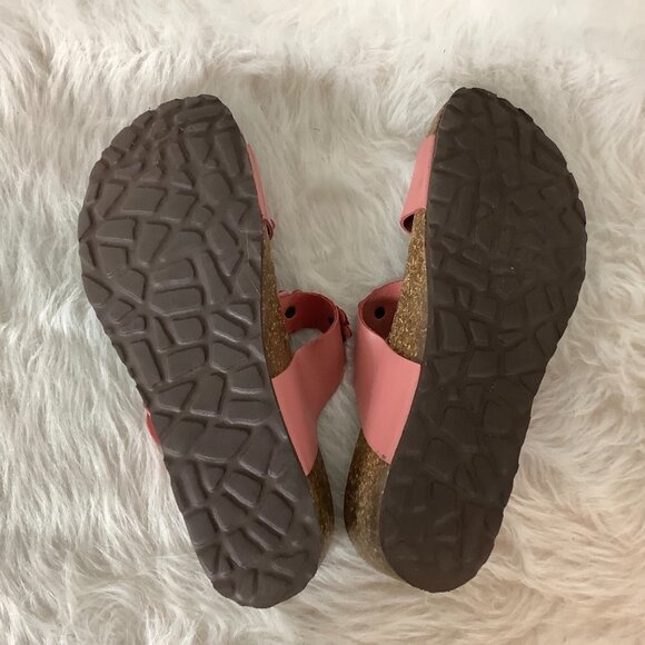 Sophia Milano Pink Leather Toe Loop Floral Flower Cork Bed Sandals 8.5-9 - Picture 7 of 8